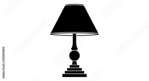 Foto A simple black silhouette illustration of a classic table lamp with a lampshade