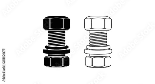 Vector illustration of nut and bolt icon on a transparent background