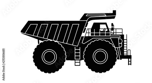 Vector illustration of heavy duty mining haul truck icon on a transparent background