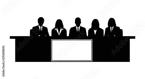 Obraz na płótnie A black silhouette illustration of a professional business panel sitting at a lo