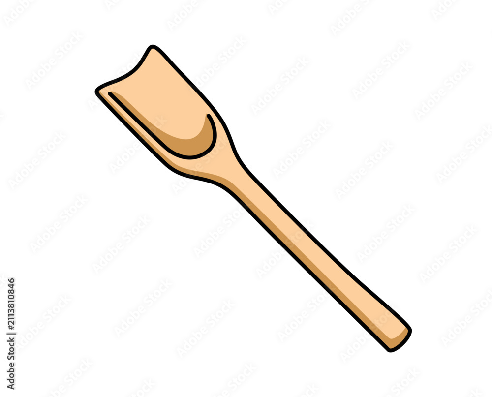 Fototapeta premium Chashaku. Traditional Japanese Matcha Bamboo Scoop. Tea Ceremony Utensil for Green Tea Powder. Colorful Cartoon Vector Illustration. Isolated Design Element, Clipart Sticker.