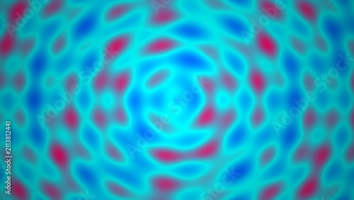 Abstract circular pattern with glowing blue and red blurred light shapes in a digital background
