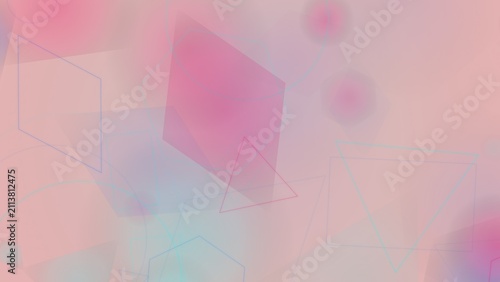 Abstract soft pink background with overlapping geometric shapes and thin lines for modern design