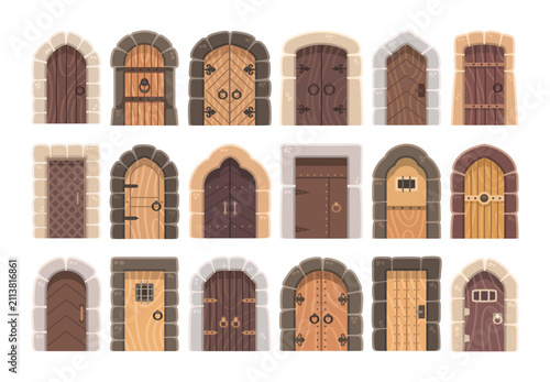 Door Collection Set Medieval And Rustic Cartoon