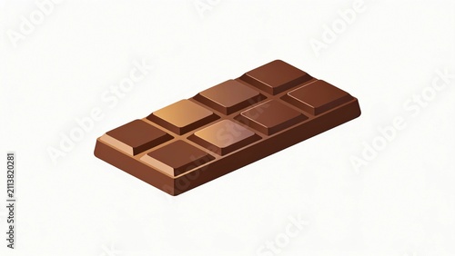 A delicious chocolate bar with smooth texture and rectangular shape on a plain background
