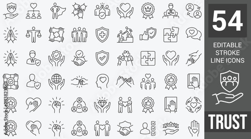 Foto Trust icon set. Editable line icons. Vector illustration.
