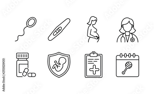 Bild auf Leinwand Pregnancy and Fertility Icons