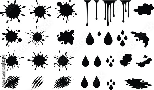 Obraz na plátne Halloween black ink splatter and water drop illustration