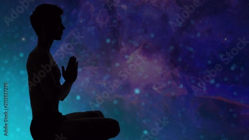 Man meditating profile silhouette
