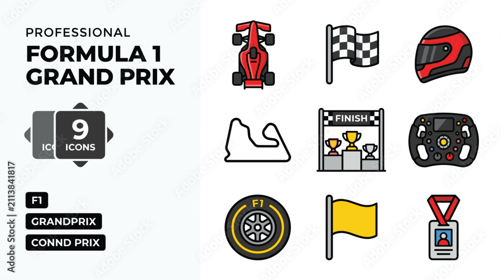 Obraz premium Pixel Art Collection Of Formula 1 Grand Prix Racing Icons