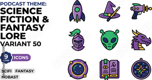 Fotografía Pixel Art Icons Collection Science Fiction And Fantasy Lore Theme
