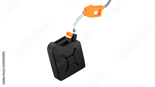 Petrol drops pouring from a fuel pump into a gasoline canister