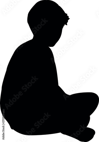 a boy sitting body silhouette vector