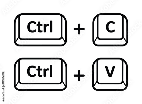 Canvas-taulu Keyboard Shortcuts: An illustration of common keyboard shortcuts for copying and pasting text, featuring 'Ctrl + C' and 'Ctrl + V' keys