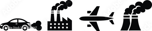 Konstfotografi Illustration showing pollution from cars factories and airplanes causing harm