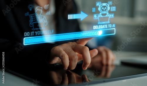 Obraz na płótnie Innovative Technology Concept Emphasizing AI Delegation and User Empowerment in a Modern Business Environment