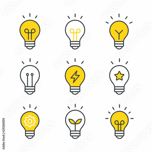 Konstfotografi Light Bulb Simple Vector Icon Illustration