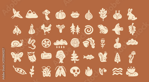 Autumn Folk Silhouettes Hand Drawn