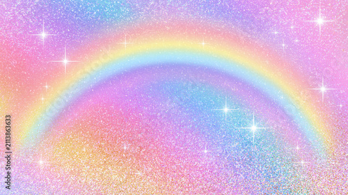 Sparkling pastel rainbow on glittery fantasy background