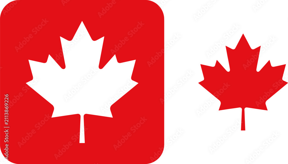 Obraz premium Canadian maple leaf icon set with red and white variations