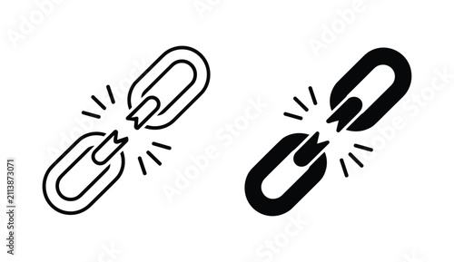 Cuadro en lienzo Broken Chain Icon: A simple graphic representation of a broken chain link, symbolizing a severance or disconnection