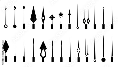 Clock hands collection features a variety of decorative and minimalist designs for timepiece repair and custom watch crafting projects.