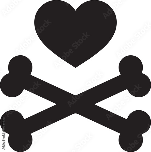 Konstfotografi Heart and Crossbones Symbol Vector Art