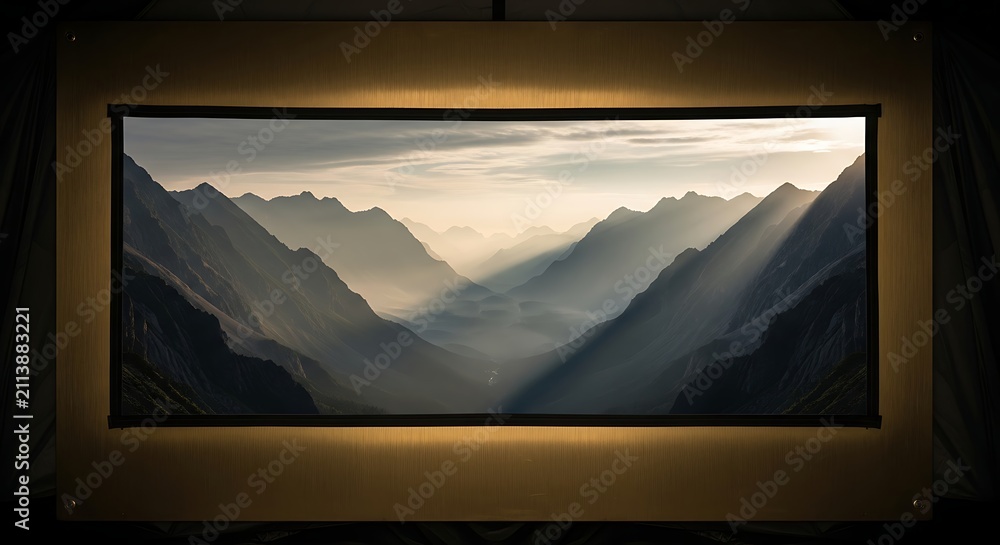 Fototapeta premium Golden Valley Landscape Seascape Displayed in Large Frame