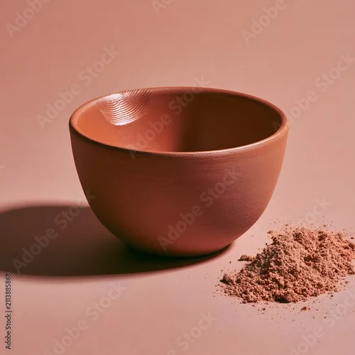 Obraz Handmade Terracotta Bowl with Visible Thumbprint and Clay Dust