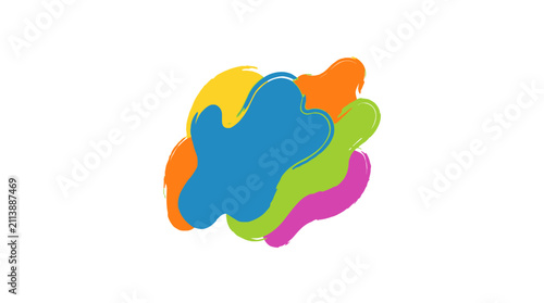 Abstract multi-color fluid paint splash shapes