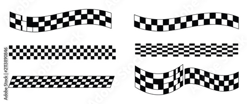 Bild auf Leinwand Racing Flags Collection: A dynamic assortment of checkered racing flags, presented in various styles and orientations, symbolizing speed, competition, and the thrill of victory