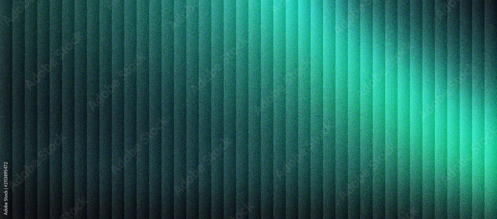 Obraz premium Teal abstract background with vertical lines and glowing light. Modern turquoise texture with rhythmic stripes and soft illumination. Dark cyan geometric pattern for digital tech wallpaper.
