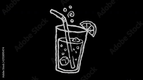 Hand drawn sketchy orange drink loop motion graphic video for beverage and refreshment design
