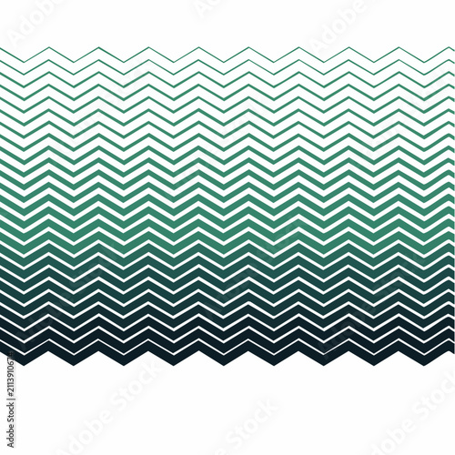 Green gradient zigzag chevron pattern on white background.