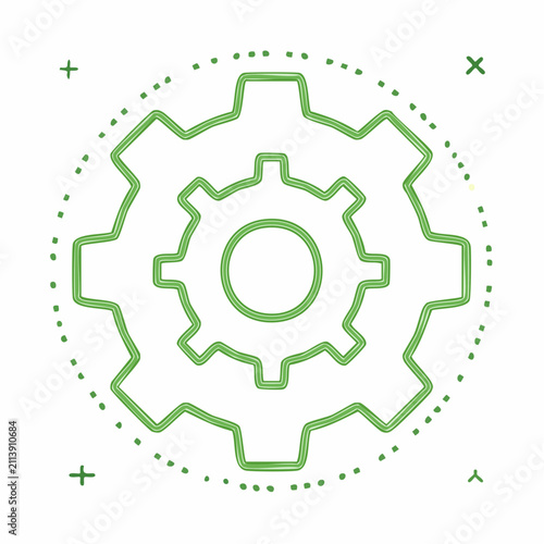 Green gear cog outline technical icon