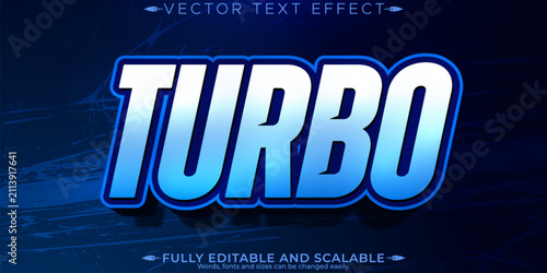 Obraz na plátně Turbo text effect, editable blue and racing text style