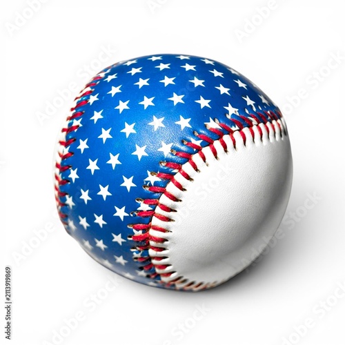 Fotografie Blue baseball with star isolated white