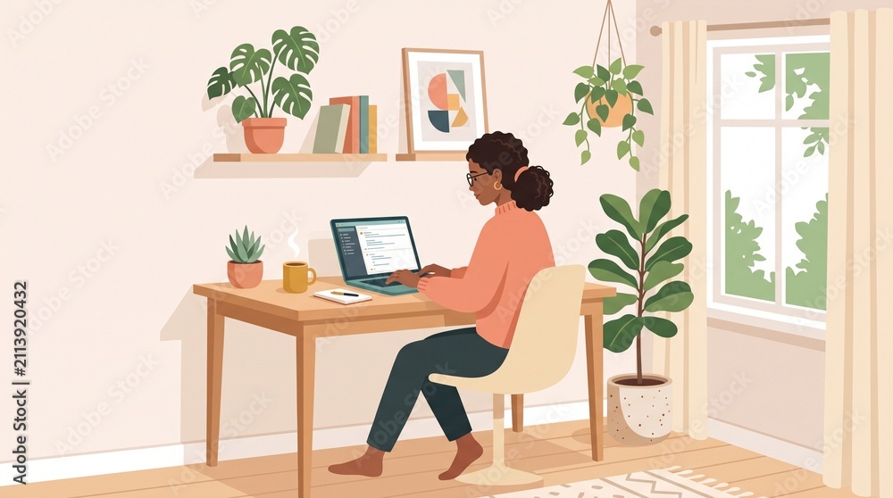 Fototapeta premium Modern Work From Home Concept Illustration