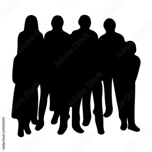 Silhouette of Group of People Standing Together.
