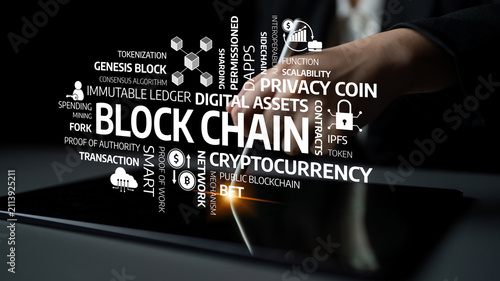 Foto Explore the intersection of blockchain technology and cryptocurrency in a modern business setting, highlighting innovation, security, and digital financial solutions