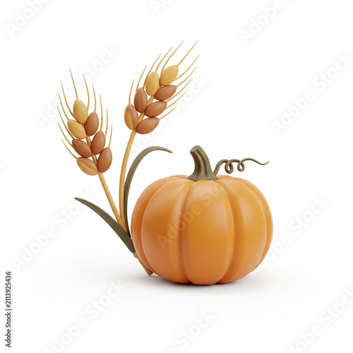 Autumn harvest pumpkin and wheat illustration