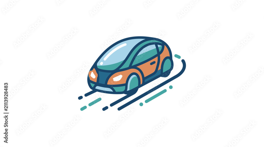 Fototapeta premium Modern Electric Car Icon Illustration