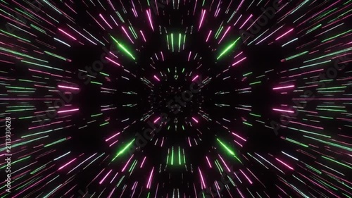 Pink and green light streaks in motion. Pink and green light trails for sci-fi motion graphics