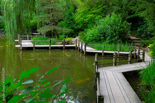 wooden bridge over river