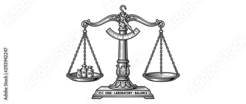 Fotografie Vintage Laboratory Balance Scale with Weights