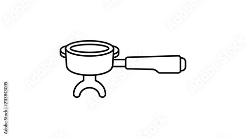 Minimalist outline icon of an espresso machine portafilter.