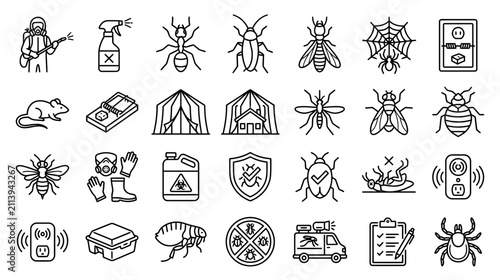 Foto Pest Control Icons Set Vector Illustration
