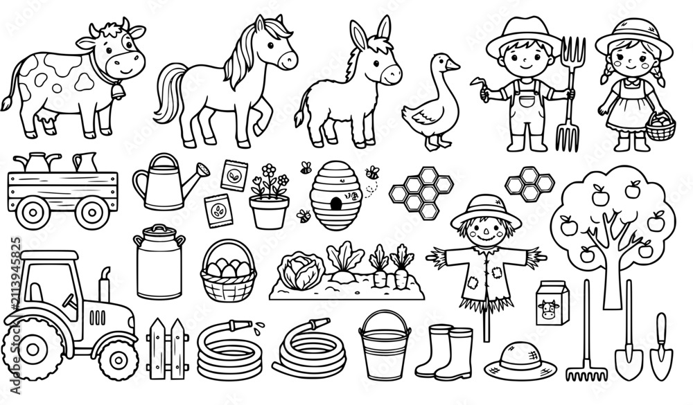 Fototapeta premium farm animals set
