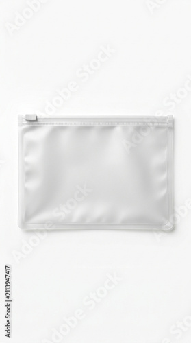 Frosted plastic slider bag for stationery or travel accessories on a clean white background