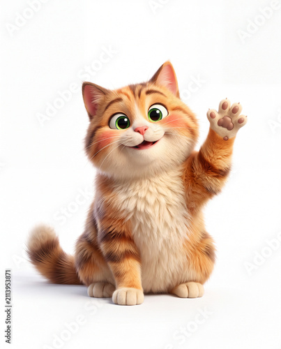 Adorable Red Cat Kitten Sitting Isolated on White Background with Cute Feline Portrait and Bright Eyes